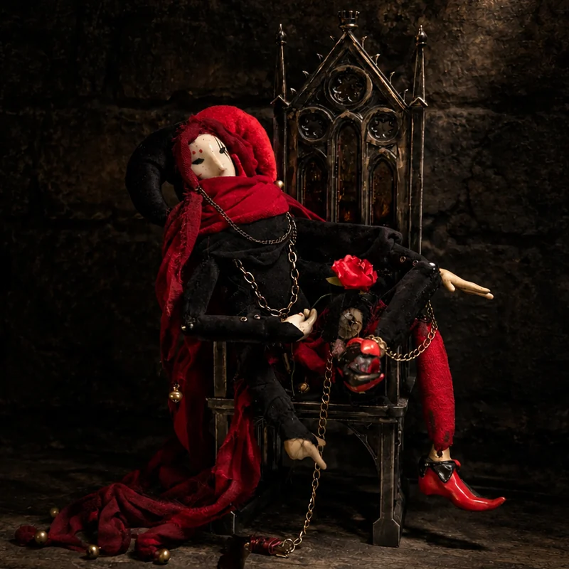 Iron Harlequin — OOAK mixed-media art doll, Bastards of the Fall, by Dark Saga Art